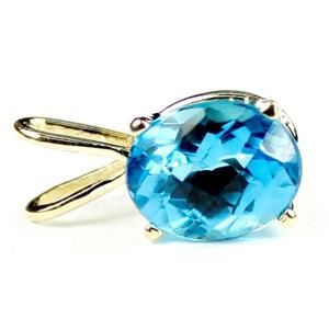 P002, Swiss Blue Topaz 14k Gold Pendant