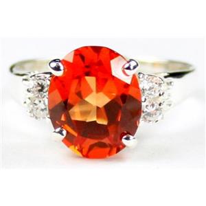 Created Padparadsha Sapphire, 925 Silver Ring, SR123