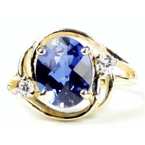 10K, 14K or 18K Gold Ladies Ring, Created Blue Sapphire, R021