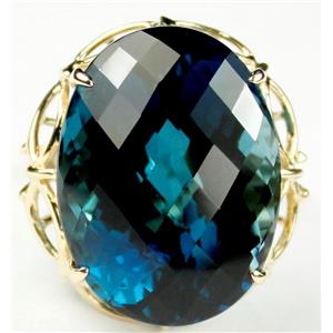 10K, 14K or 18K Gold Ladies Ring, London Blue Topaz, R068