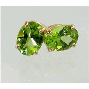 14k Gold Post Earrings, Peridot, E002