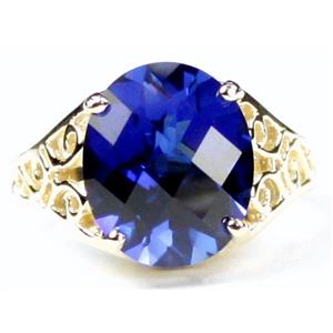 10K, 14K or 18K Gold Ladies Ring, Created Blue Sapphire, R057