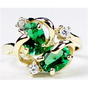 10K, 14K or 18K Gold Ladies Ring, Russian Nanocrystal Emerald, R016