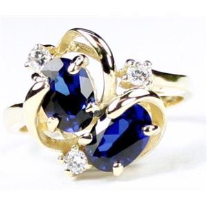 10K, 14K or 18K Gold Ladies Ring, Created Blue Sapphire, R016