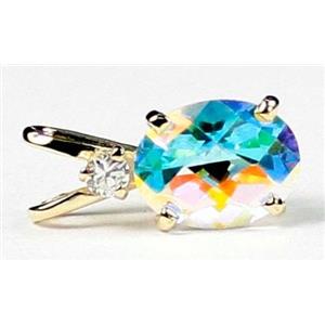 P020, Mercury Mist Topaz, 14k Gold Pendant