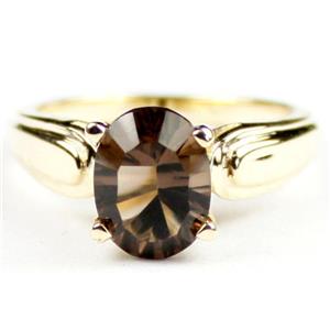 10K, 14K or 18K Gold Ladies Ring, Smoky Quartz, R058