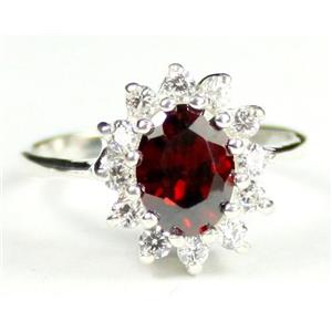 SR235, Garnet CZ, 925 Sterling Silver Ring