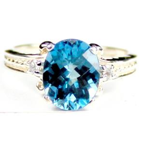 925 Sterling Silver Ladies Ring, Swiss Blue Topaz, SR136
