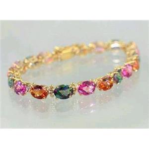 B002, Pink, Twilight & Mystic Topaz Gold Bracelet