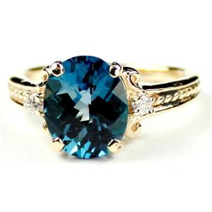 10K, 14K or 18K Gold Ladies Ring, London Blue Topaz, R136