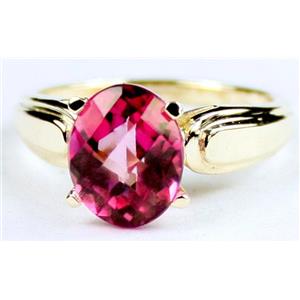 10K, 14K or 18K Gold Ladies Ring, Pure Pink Topaz, R058