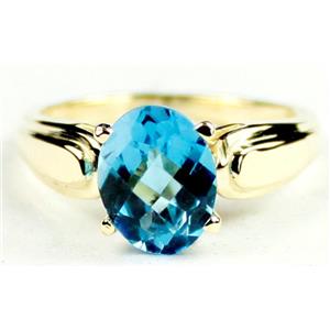10K, 14K or 18K Gold Ladies Ring, Swiss Blue Topaz, R058