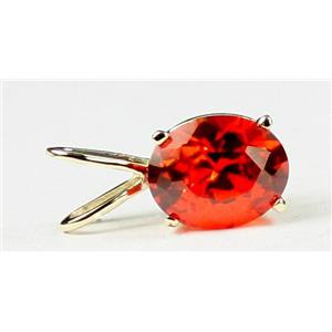 P002, Created Padparadsha Sapphire, 14K Gold Pendant