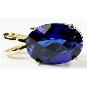P004, Created Blue Sapphire 14K Gold Pendant