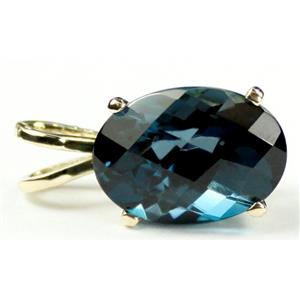P004, London Blue Topaz 14K Gold Pendant