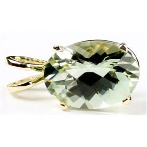 P004, Green Amethyst 14k Gold Pendant