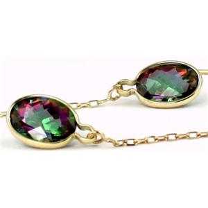 14k Gold Threader Earrings, Mystic Fire Topaz, E005