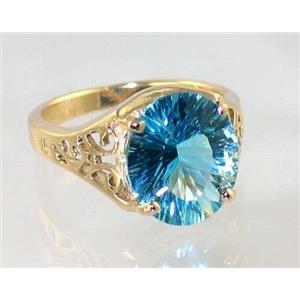 10K, 14K or 18K Gold Ladies Ring, Sky Blue Topaz (Concave Cut), R057