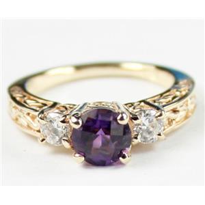 10K, 14K or 18K Gold Ladies Ring, Brazilian Amethyst w/ Accents, R254