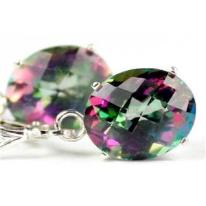 925 Sterling Silver Leverback Earrings, Mystic Fire Topaz, SE107