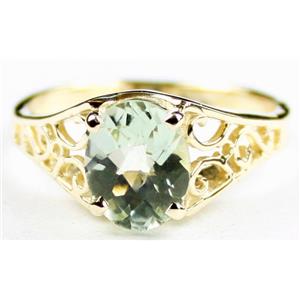 10K, 14K or 18K Gold Ladies Ring, Green Amethyst (Prasiolite), R005