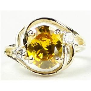10K, 14K or 18K Gold Ladies Ring, Golden Yellow CZ, R021