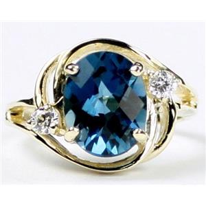 10K, 14K or 18K Gold Ladies Ring, London Blue Topaz, R021