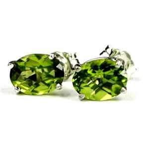 925 Sterling Silver Post Earrings, Peridot, SE002