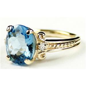 10K, 14K or 18K Gold Ladies Ring, Swiss Blue Topaz, R136
