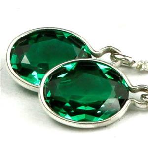 925 Sterling Silver Threader Earrings, Russian Nanocrystal Emerald, SE005