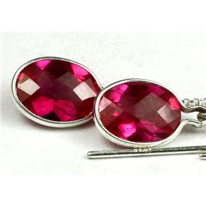 925 Sterling Silver Threader Earrings, Created Ruby, SE005