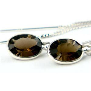 925 Sterling Silver Threader Earrings, Smoky Quartz, SE005