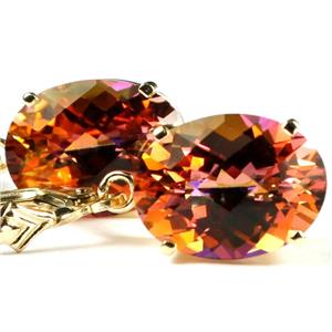 14k Gold Leverback Earrings, Twilight Fire Topaz, E407