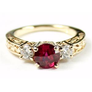 10K, 14K or 18K Gold Ladies Ring, Created Ruby w/ Accents, R254