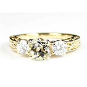 10K, 14K or 18K Gold Ladies Ring, Green Amethyst w/ Accents, R254