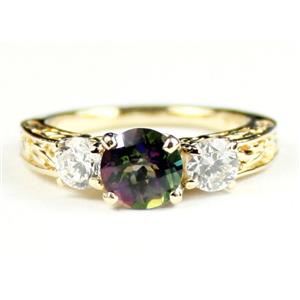 10K, 14K or 18K Gold Ladies Ring, Mystic Fire Topaz w/ Accents, R254