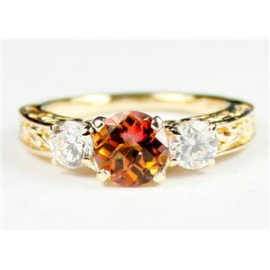 10K, 14K or 18K Gold Ladies Ring, Twilight Fire Topaz w/ Accents, R254