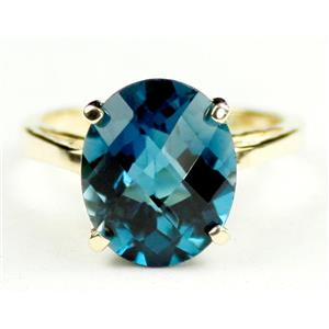 10K, 14K or 18K Gold Ladies Ring, London Blue Topaz, R055