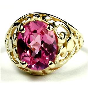 10K, 14K or 18K Gold Ladies Ring, Created Pink Sapphire, R004