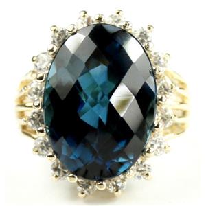 10K, 14K or 18K Gold Ladies Ring, London Blue Topaz, R270