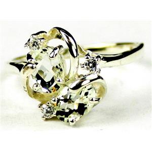 Sterling Silver Ladies Ring, Green Amethyst, SR016