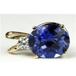 P022, Created Blue Sapphire 14K Gold Pendant