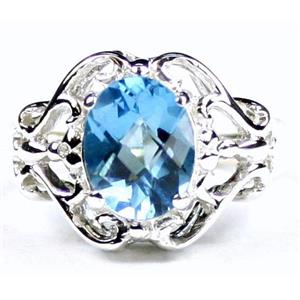 SR169, Swiss Blue Topaz, 925 Sterling Silver Ring