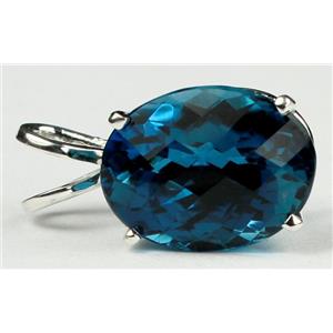 925 Sterling Silver Pendant, London Blue Topaz, SP004