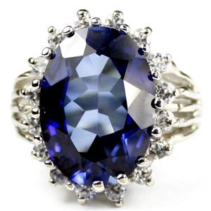 SR270, Created Blue Sapphire, Sterling Silver Ring