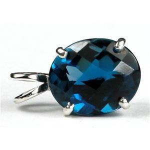 925 Sterling Silver Pendant, London Blue Topaz, SP040