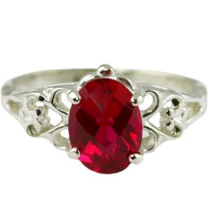 SR302, Created Ruby, 925 Sterling Silver Ring