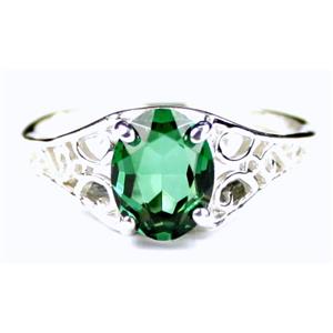 SR305, Russian Nanocrystal Emeraldl, 925 Sterling Silver Ring