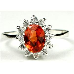 SR235, Created Padparadsha Sapphire, 925 Sterling Silver Ring