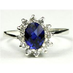 SR235, Created Blue Sapphire, 925 Sterling Silver Ring